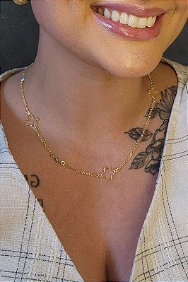 Colar Com Olhos Gregos Banhado Em Ouro 18k