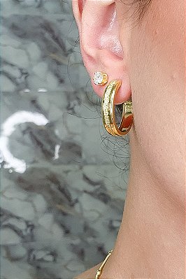 Brinco Argola Trabalhada Banhado Em Ouro 18k