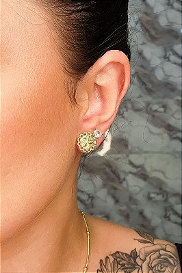 Brinco  Estrela Do Mar Trabalhado Banhado Em Ouro 18k