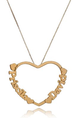 Colar Personalizado Mandala Coração Envolvido Com Nomes