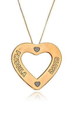 Colar Personalizado Coração Com Nomes E Mini Corações