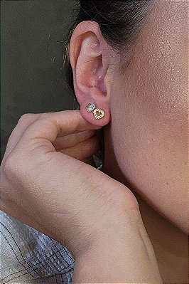 Brinco Coração Cristal Banhado Em Ouro 18k