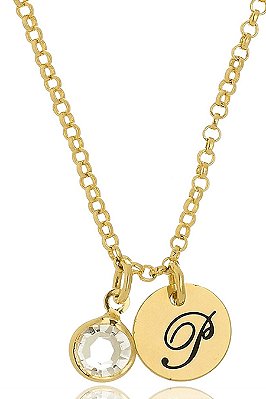 Colar Personalizado Com Chapa  Inicial  Pingente Em Zircônia