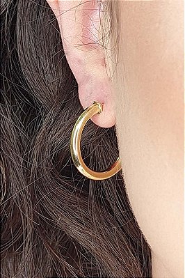 Brinco Argola Grossa Pequena Banhado Em Ouro 18k