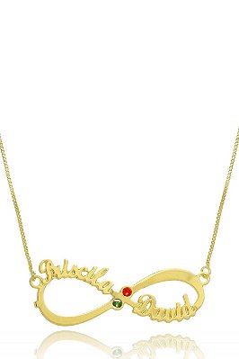 Colar Personalizado Infinito Com Nomes E Detalhe Em Zircônia