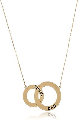 Colar Personalizado Círculos Entrelaçados Com Nomes Folheado Em Ouro 18k