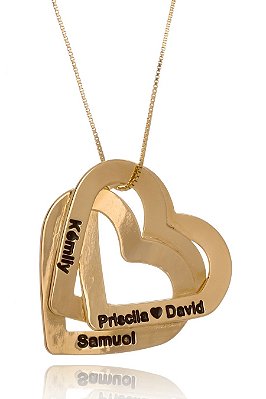 Colar Personalizado Coração Entrelaçados Com Nomes