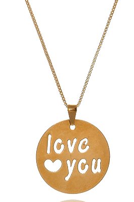 Colar Personalizado Circular Chapado Escrito Frase Vazada Folheado Em Ouro 18k