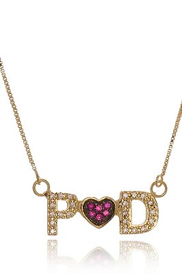 Colar Personalizado Iniciais E Coração Com Zircônias