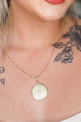Colar Medalha Pai Nosso Banhado Em Ouro 18k