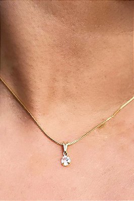 Colar Pingente Ponto De Luz Banhado Em Ouro 18k