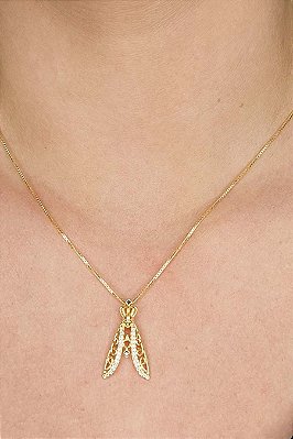 Colar Nossa Senhora Com Zircônias Brancas Banhado Em Ouro 18k