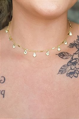 Colar De Mini Conchas Banhado Em Ouro 18k