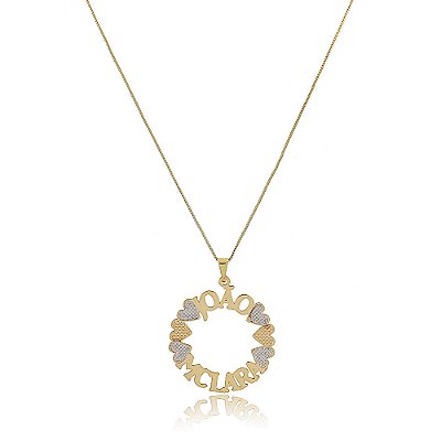 Colar Personalizado De Mandala Com Nomes De Filhos Folheado Em Ouro 18k