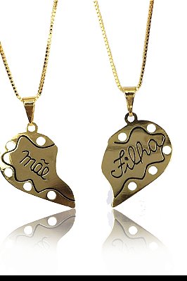 Colar De Coração Amor Eterno Folheado Em Ouro 18k