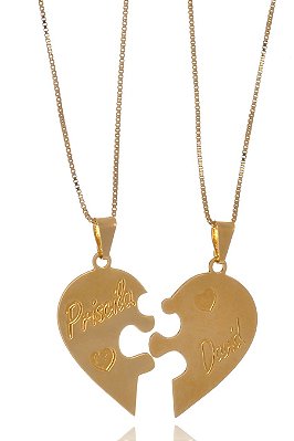 Colar Personalizado Metades Que Se Completam Folheado Em Ouro 18k