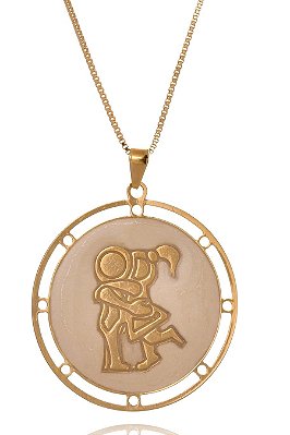 Colar Personalizado Casal Bonequinhos Folheado Em Ouro 18k