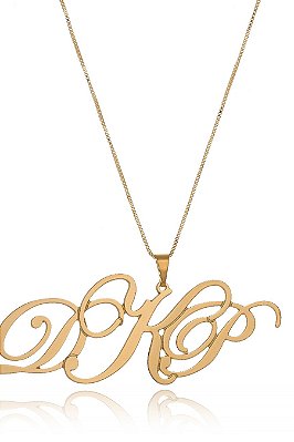 Colar Personalizado Iniciais Folheado Em Ouro 18k