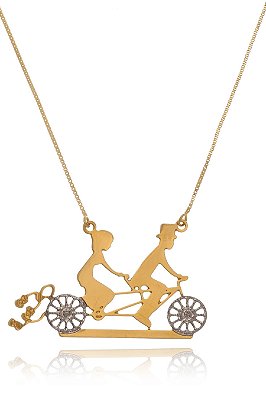 Colar Personalizado Recém Casados Com Detalhes Em Ródio Folheado Em Ouro 18k