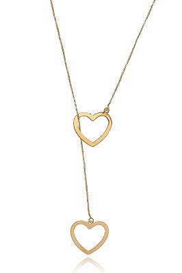 Colar Personalizado Regulável De Coração Vazado Folheado Em Ouro 18k