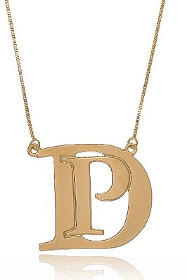Colar Personalizado Iniciais Sobrepostas Folheado Em Ouro 18k