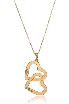 Colar Personalizado Corações Entrelaçados Folheado Ouro 18k