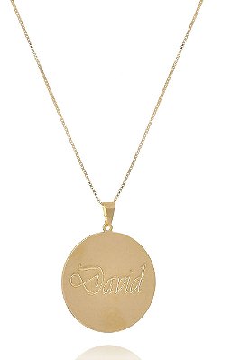 Colar Personalizado Circular Chapado Com Nome Folheado Em Ouro 18k