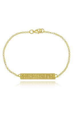 Pulseira Chapada Personalizada Com Data  Iniciais Folheada Em Ouro 18k