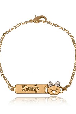 Pulseira Personalizada Chapada Com Nome Lilica E Tigor Folheado Em Ouro 18k