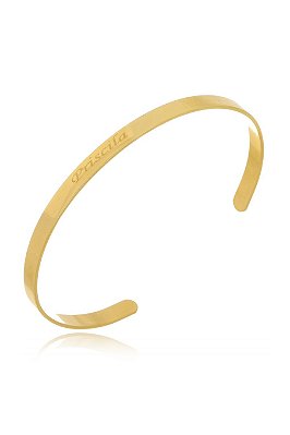 Pulseira Rígida Com Nome Folheado Em Ouro 18k