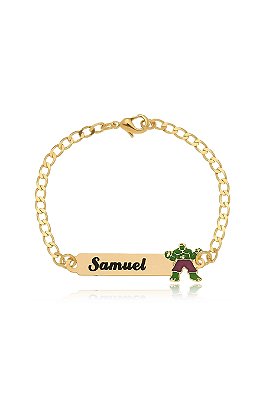 Pulseira Personalizada Chapada Com Nome E Desenho