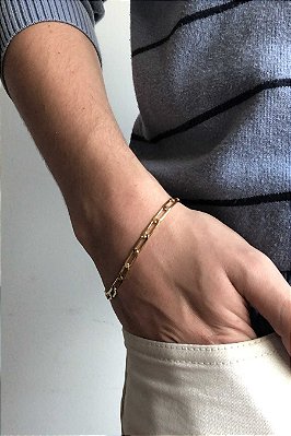 Pulseira Corrente Chapada Banhado Em Ouro 18k Masculina