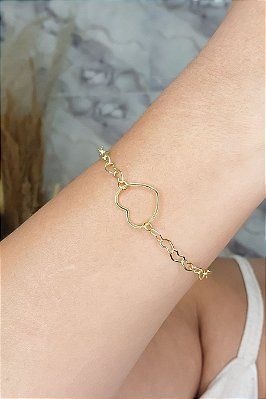 Pulseira De Corrente De Corações Banhado Em Ouro 18k