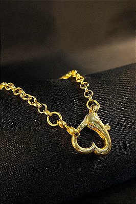Pulseira Com Design De Elos Finos E Fecho De Coração Banhado Em Ouro 18k
