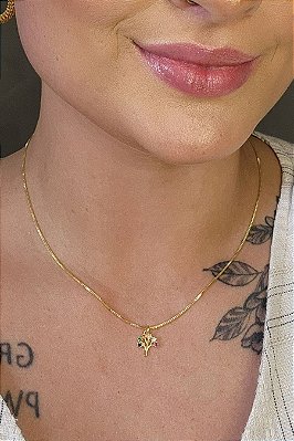 Choker árvore Da Vida Colorida Banhado Em Ouro 18k
