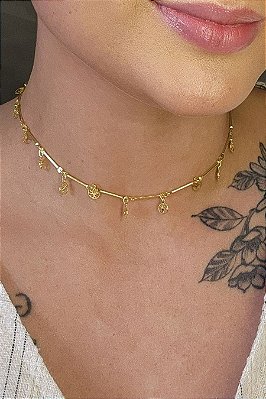 Choker árvores Da Vida Banhado Em Ouro 18k