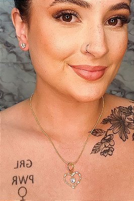 Conjunto Coração Trabalhado Com Zircônias