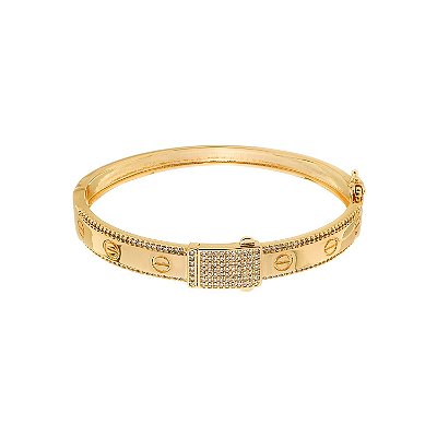 Bracelete Dourado Cravejado de Zircônia