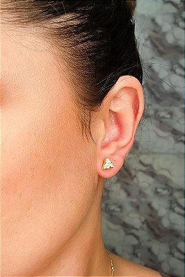 Brinco Triângulo De Zircônia Banhado Em Ouro 18k