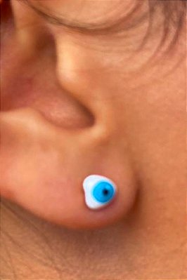 Brinco Pequeno De Olho Grego Banhado Em Ouro 18k