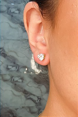 Brinco Zircônias De Coração Grande Banhado Em Ouro 18k