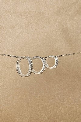 Trio De Argolinha Com Zircônia Em Prata 925