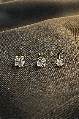 Trio De Zircônia Quadrada Lavanda Banhado Em Ouro 18k