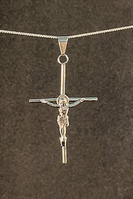 Pingente Cruz Com Cristo Aço Inox