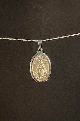 Pingente Nossa Senhora Aparecida Oval Aço Inox