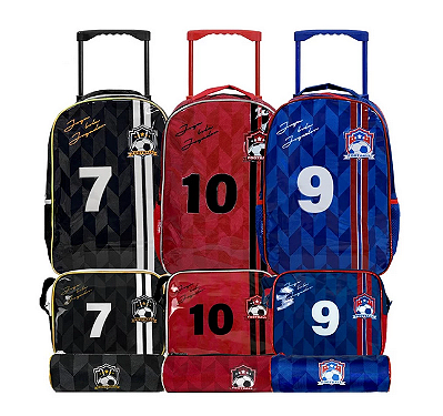 Kit Mochila de Rodinhas Futebol - Estampas Personalizadas