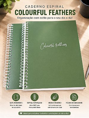 Caderno Colegial Colorful Feathers