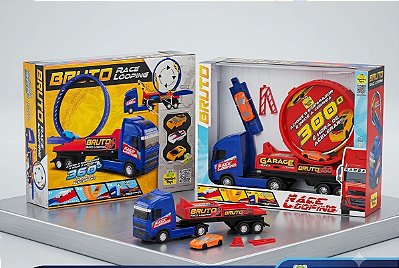Caminhão Bruto Race Looping 360° Azul com Vermelho - Lançador Super Veloz e Desing Robusto para Crianças A partir de 3 Anos