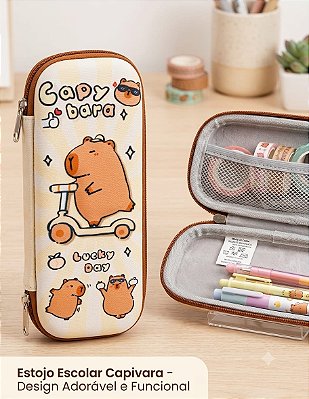Estojo Escolar Capivara com Estampa - Desing Adóravel e Funcional