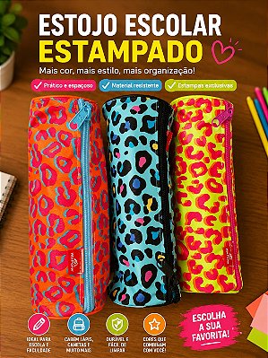 Estojo Escolar Estampado Moderno e Prático